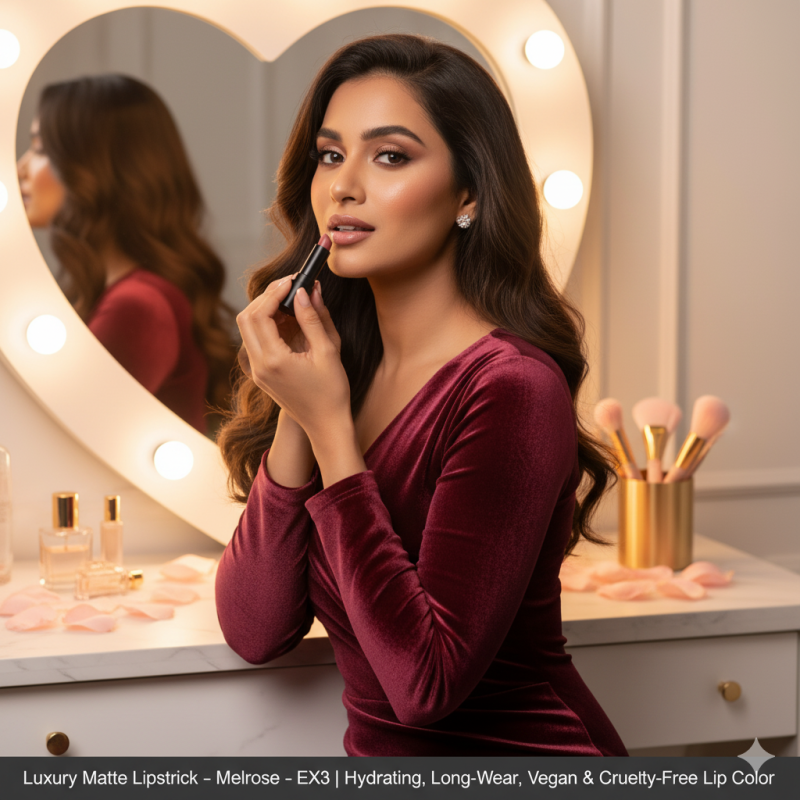 Image of Luxury Matte Lipstick – Melrose – EX3 | Hydrating, Long-Wear, Vegan & Cruelty-Free Lip Color