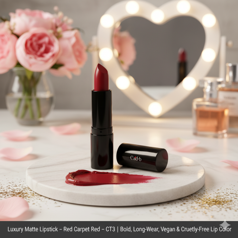 Image of Luxury Matte Lipstick – Red Carpet Red – CT3 | Bold, Long-Wear, Vegan & Cruelty-Free Lip Color