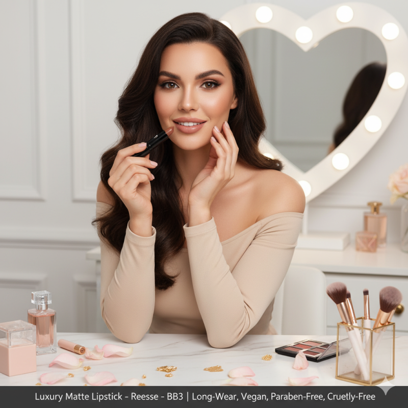 Image of Luxury Matte Lipstick – Reese – BB3 | Long-Wear, Vegan, Paraben-Free, Cruelty-Free