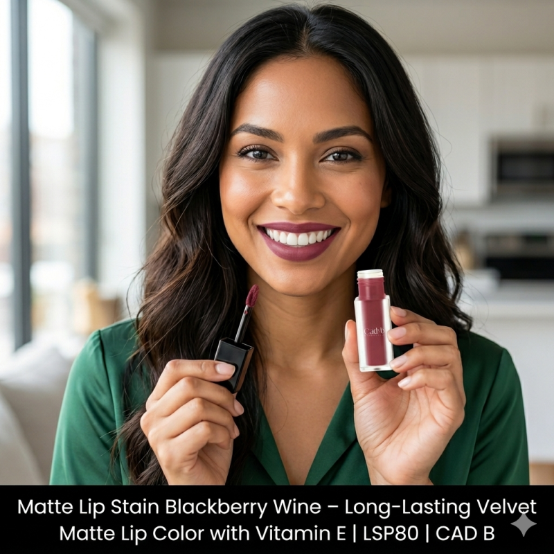 Image of Matte Lip Stain Blackberry Wine - Long-Lasting Velvet Matte Lip Color with Vitamin E | LSP80 | CAD B