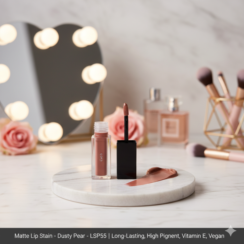 Image of Matte Lip Stain – Dusty Pear – LSP55 | Long-Lasting, High Pigment, Vitamin E, Vegan