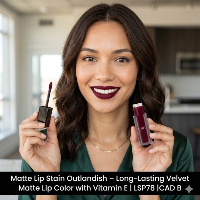 Image of Matte Lip Stain Outlandish - Long-Lasting Velvet Matte Lip Color with Vitamin E | LSP78 |CAD B