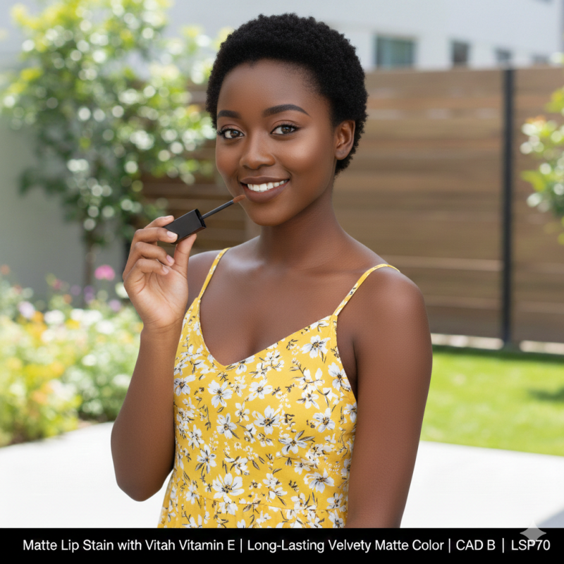Image of Matte Lip Stain with Vitamin E | Long-Lasting Velvety Matte Color | CAD B | LSP70