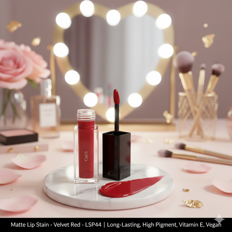 Image of Matte Lip Stain – Velvet Red – LSP44 | Long-Lasting, High Pigment, Vitamin E, Vegan