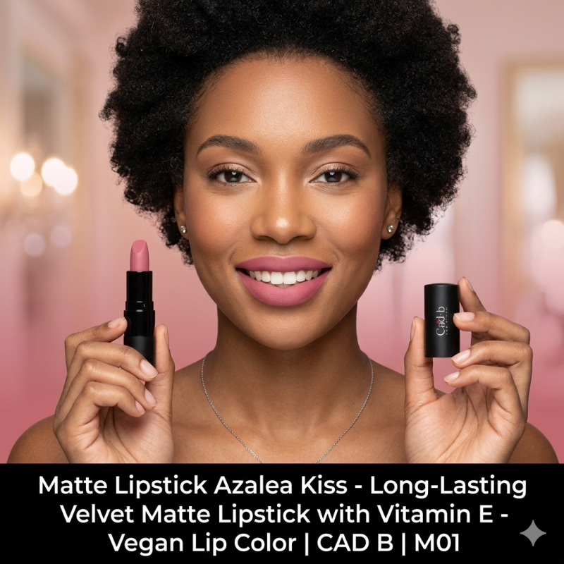 Image of Matte Lipstick Azalea Kiss - Long-Lasting Velvet Matte Lipstick with Vitamin E - Vegan Lip Color | CAD B | M01
