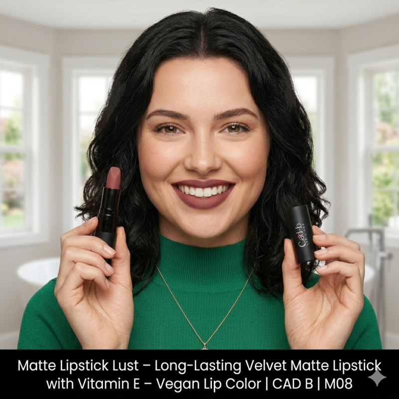 Image of Matte Lipstick Lust - Long-Lasting Velvet Matte Lipstick with Vitamin E - Vegan Lip Color | CAD B | M08