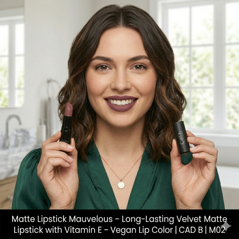 Image of Matte Lipstick Mauvelous - Long-Lasting Velvet Matte Lipstick with Vitamin E - Vegan Lip Color | CAD B | M02