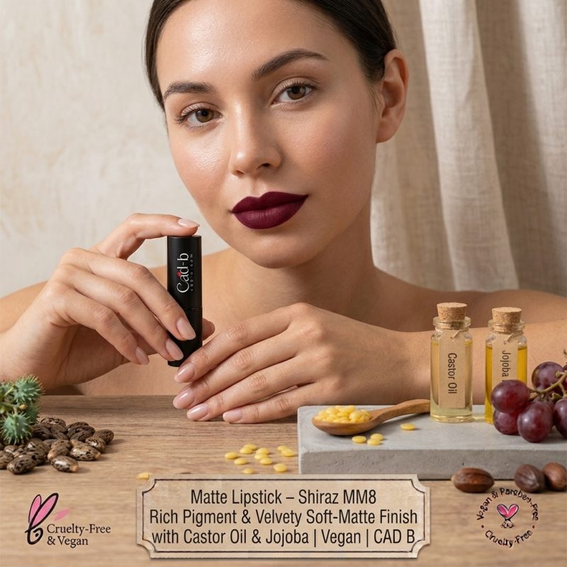 Image of Matte Lipstick – Shiraz MM8 | Rich Pigment & Velvety Soft-Matte Finish with Castor Oil & Jojoba | Vegan | CAD B