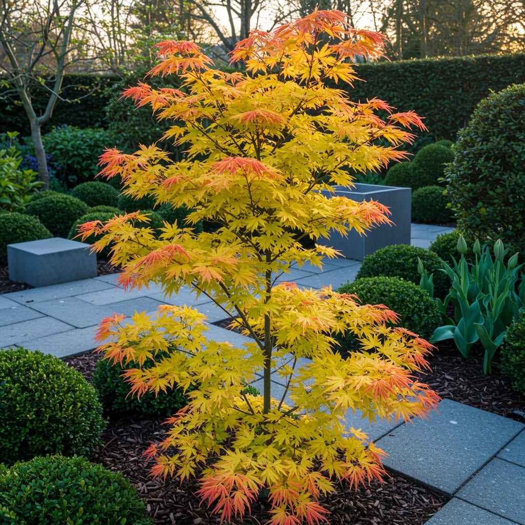 Image of Japanischer Ahorn – Acer palmatum 'Orange Dream' – 2 Pflanzen – ca. 70cm hoch – Ø19cm – orangefarbenes, fein gefiedertes Laub – Balkon-3