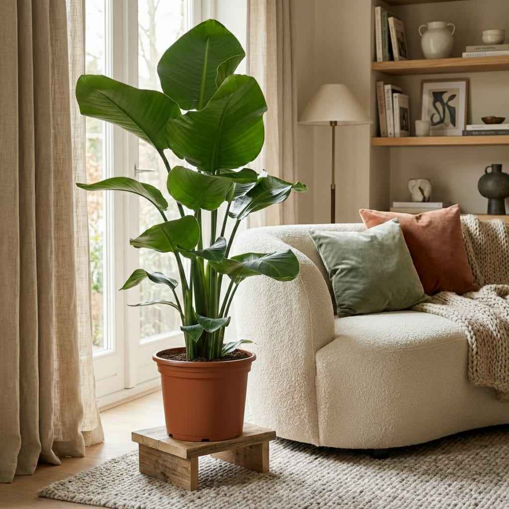Image of Strelitzia Nicolai Paradiesvogelblume Zimmerpflanze 80-90cm Ø19cm Pflegeleichte Großblattpflanze für Wohnzimmer Büro & Wintergarten-3
