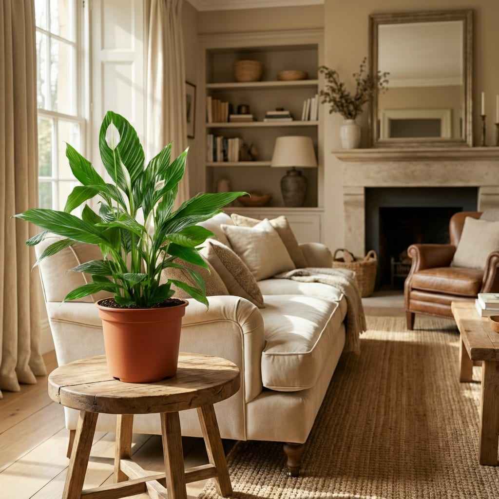 Image of Spathiphyllum Mondblume Zimmerpflanze 70-80cm 19cm Pflegeleichte Grünpflanze mit weißen Blüten für Wohnzimmer Büro & Schlafzimmer-3