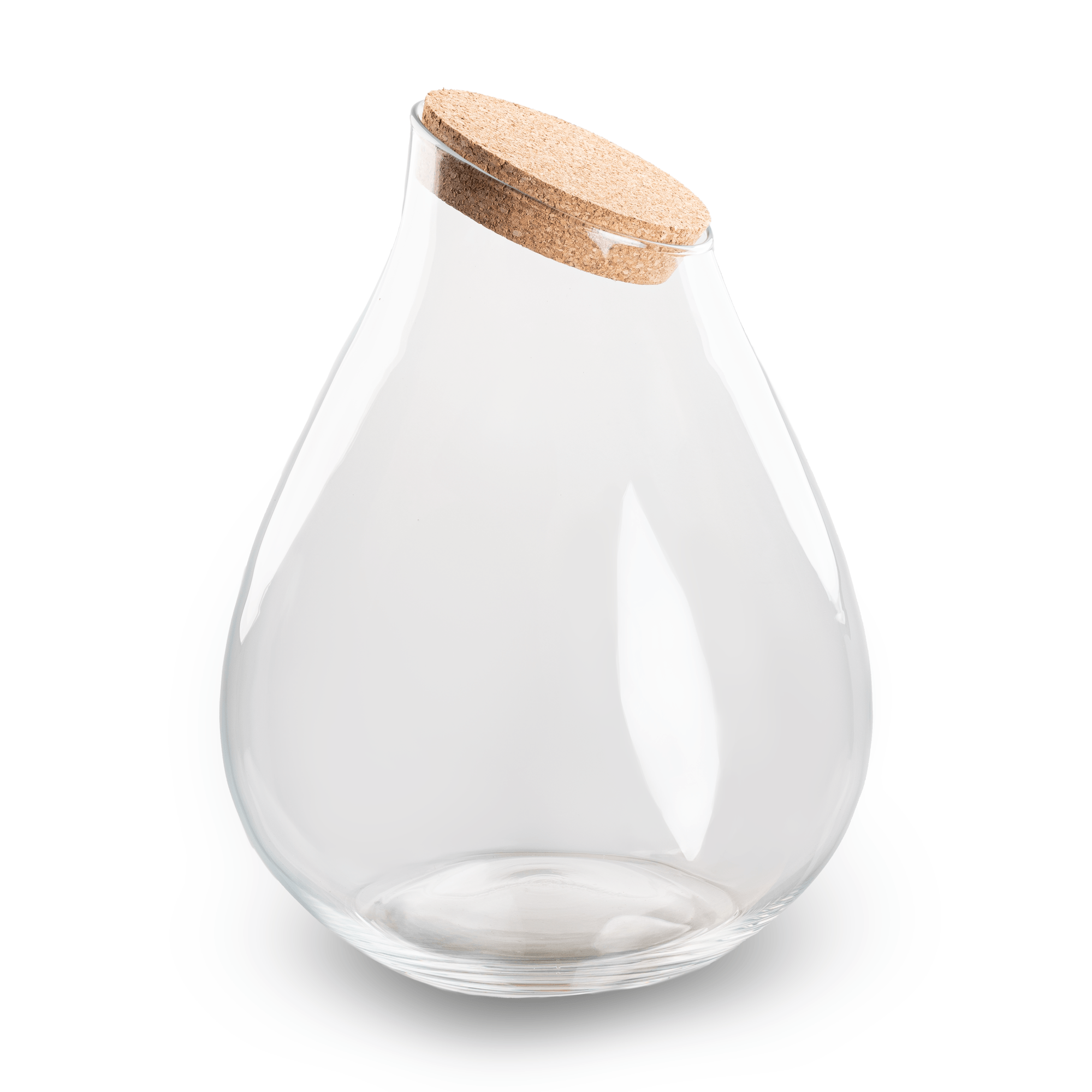 Image of Terrarienflasche Drop XXL Korkdeckel – Ø34cm ↕43cm – Große tropfenförmige Glasflasche aus Recyclingglas – ca. 18,5L Volumen – Ideal für DIY