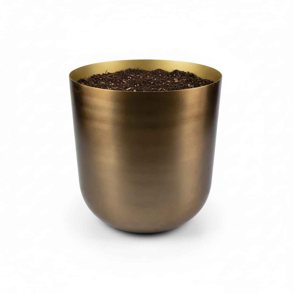 Image of Pflanztopf Mayk Gold – D20cm x H22cm – eleganter Blumentopf mit Bronze – Gold – Optik – dekorativer Übertopf für Zimmerpflanzen Wohnzimmer & Büro