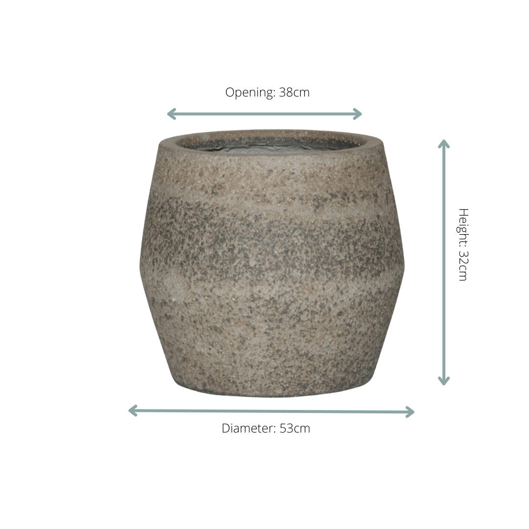 Image of Pflanztopf Harley L Dioriet Grey – D53xH32cm – Blumentopf in edler Steinoptik – Breiter, robuster Pflanzkübel aus wetterfestem Kunststoff-1