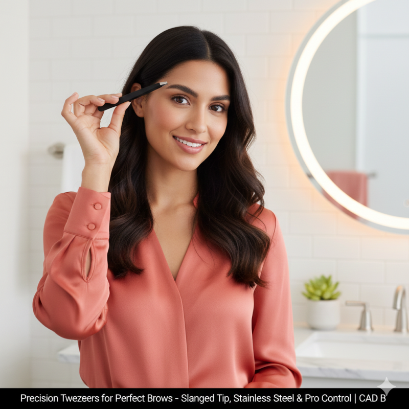 Image of Precision Tweezers for Perfect Brows – Slanted Tip, Stainless Steel & Pro Control | Cruelty Free, Organic, Paraben Free, Vegan