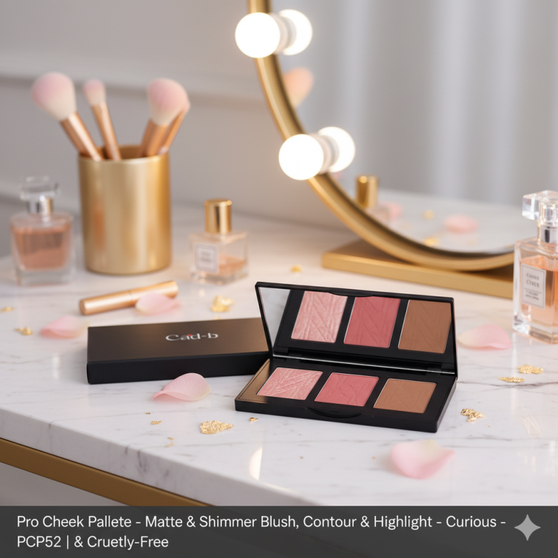 Image of Pro Cheek Palette – Matte & Shimmer Blush, Contour & Highlight – Curious – PCP52 | Vegan & Cruelty-Free