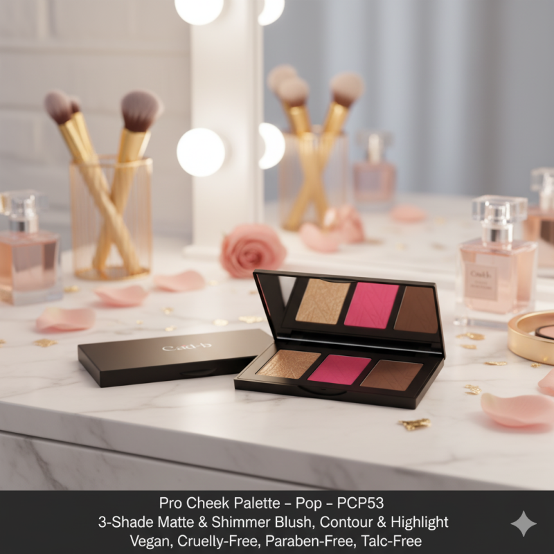 Image of Pro Cheek Palette – Pop – PCP53 | 3-Shade Matte & Shimmer Blush, Contour & Highlight | Vegan, Cruelty-Free, Paraben-Free, Talc-Free