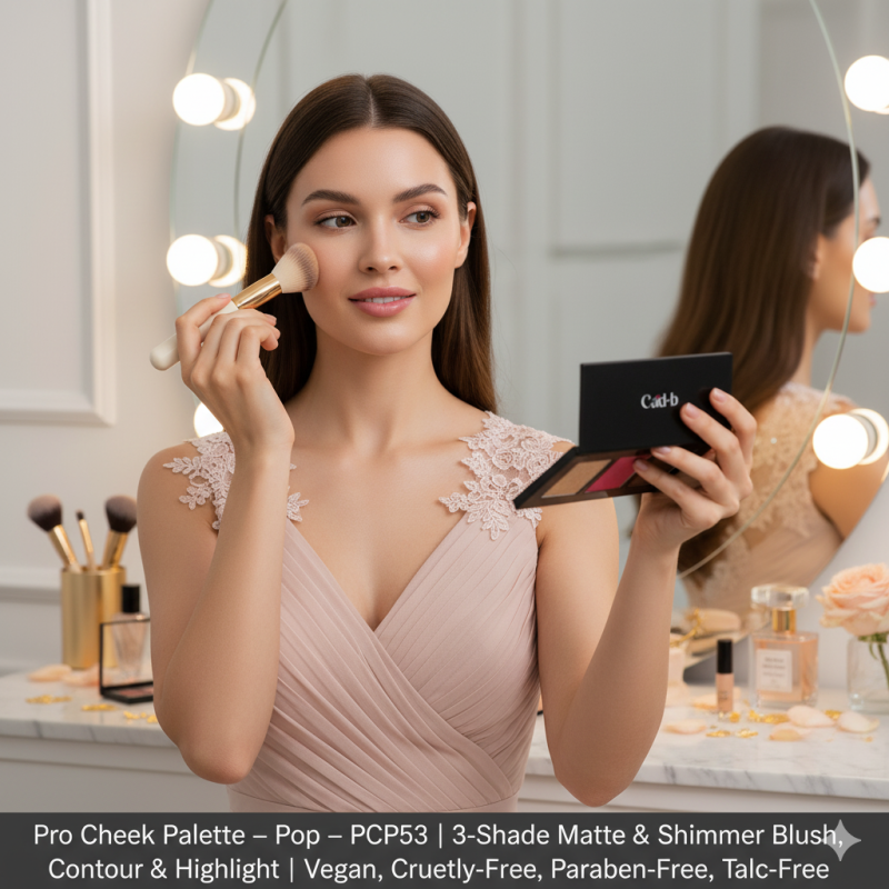 Image of Pro Cheek Palette – Pop – PCP53 | 3-Shade Matte & Shimmer Blush, Contour & Highlight | Vegan, Cruelty-Free, Paraben-Free, Talc-Free