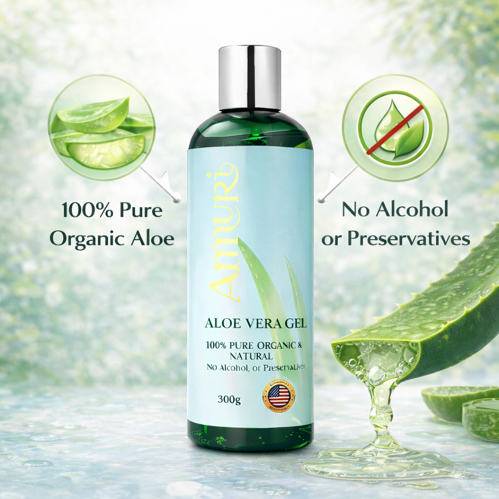 Image of Ammuri Organic Aloe Vera Gel 5 Pack | Natural Hydrating & Soothing Gel for Face, Body & Hair | Pure, Additive-Free Skincare for All Skin Types-1