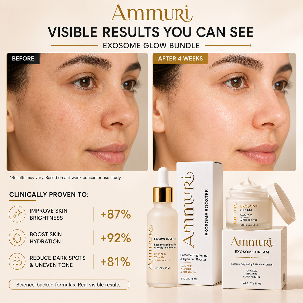 Image of Complete Exosome Brightening Routine | Serum & Cream Duo for Dark Spots & Even Skin Tone | Ammuri Beauty-1