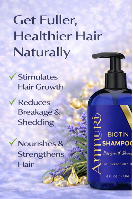 Image of Ammuri Supreme Biotin Shampoo – Daily Hair Care for Thicker-Looking Hair (473ml)-0