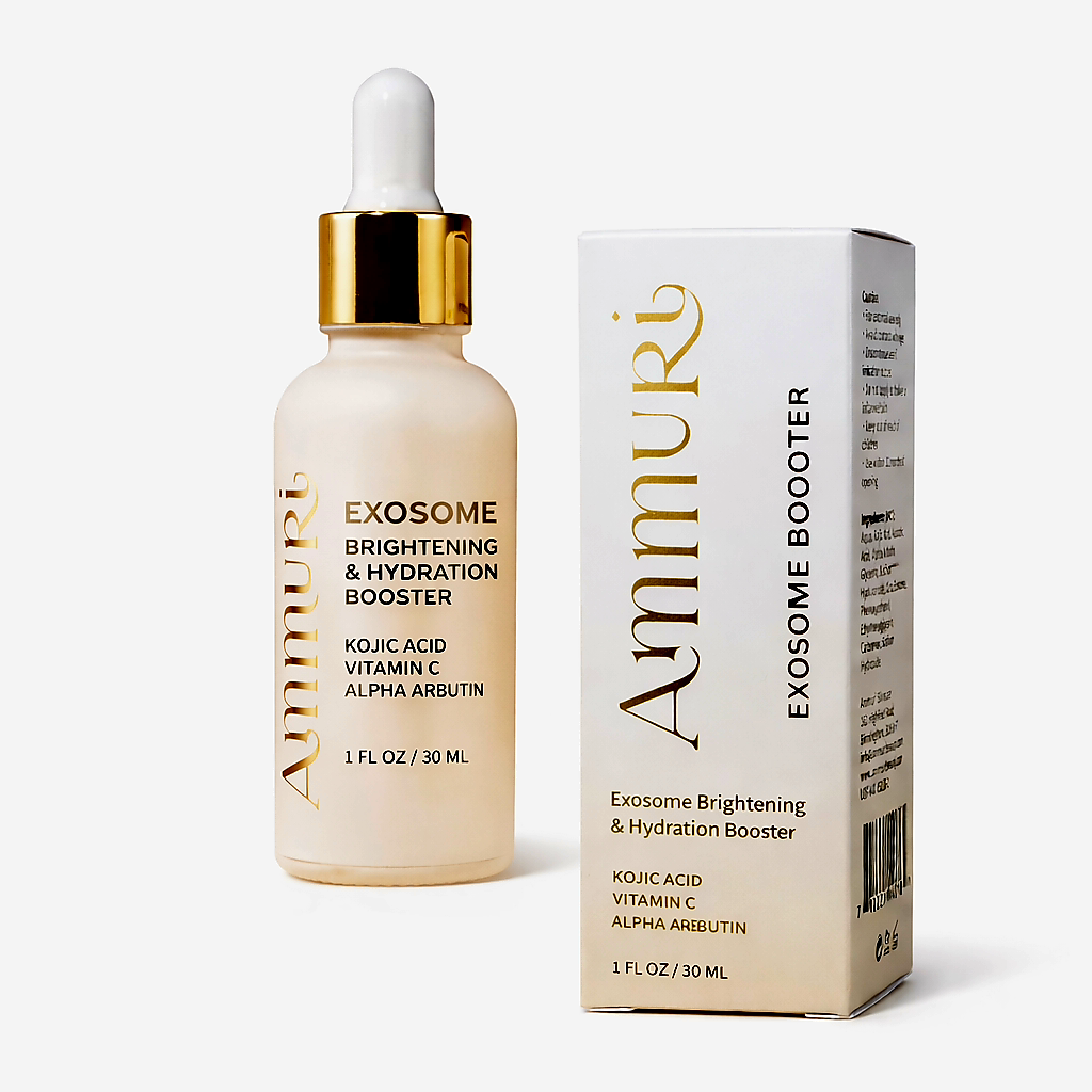 Image of Ammuri Exosome Booster Serum – Brightening & Hydration Booster with Kojic Acid, Vitamin C & Alpha Arbutin | Fades Dark Spots, Evens Skin Tone & Boosts Radiance | For Face & Body – 30ml-2