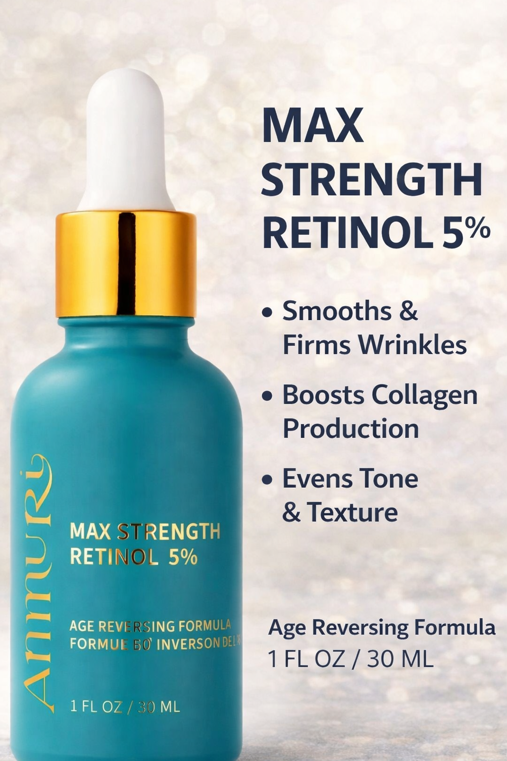 Image of Ammuri Skincare 5% Retinol MAX Powerful Anti-Aging Serum for Youthful Skin-0