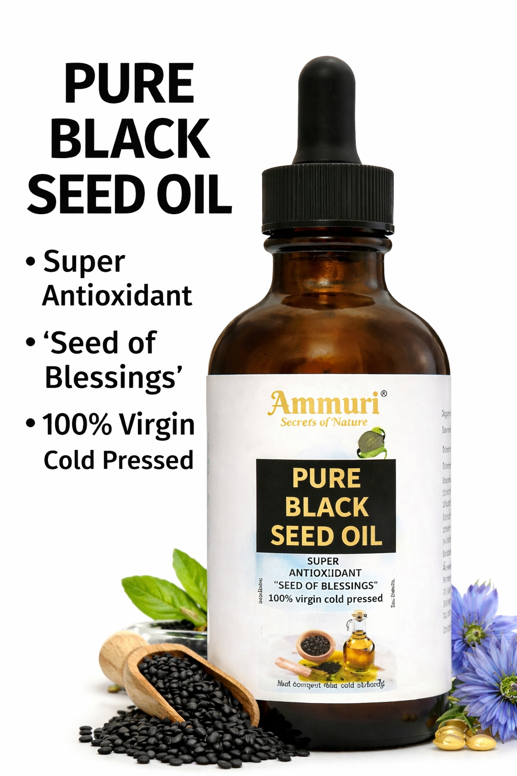Image of Pure Organic Black Seed Oil | Cold-Pressed Nigella Sativa for Skin, Hair & Wellness – Ammuri Beauty-0