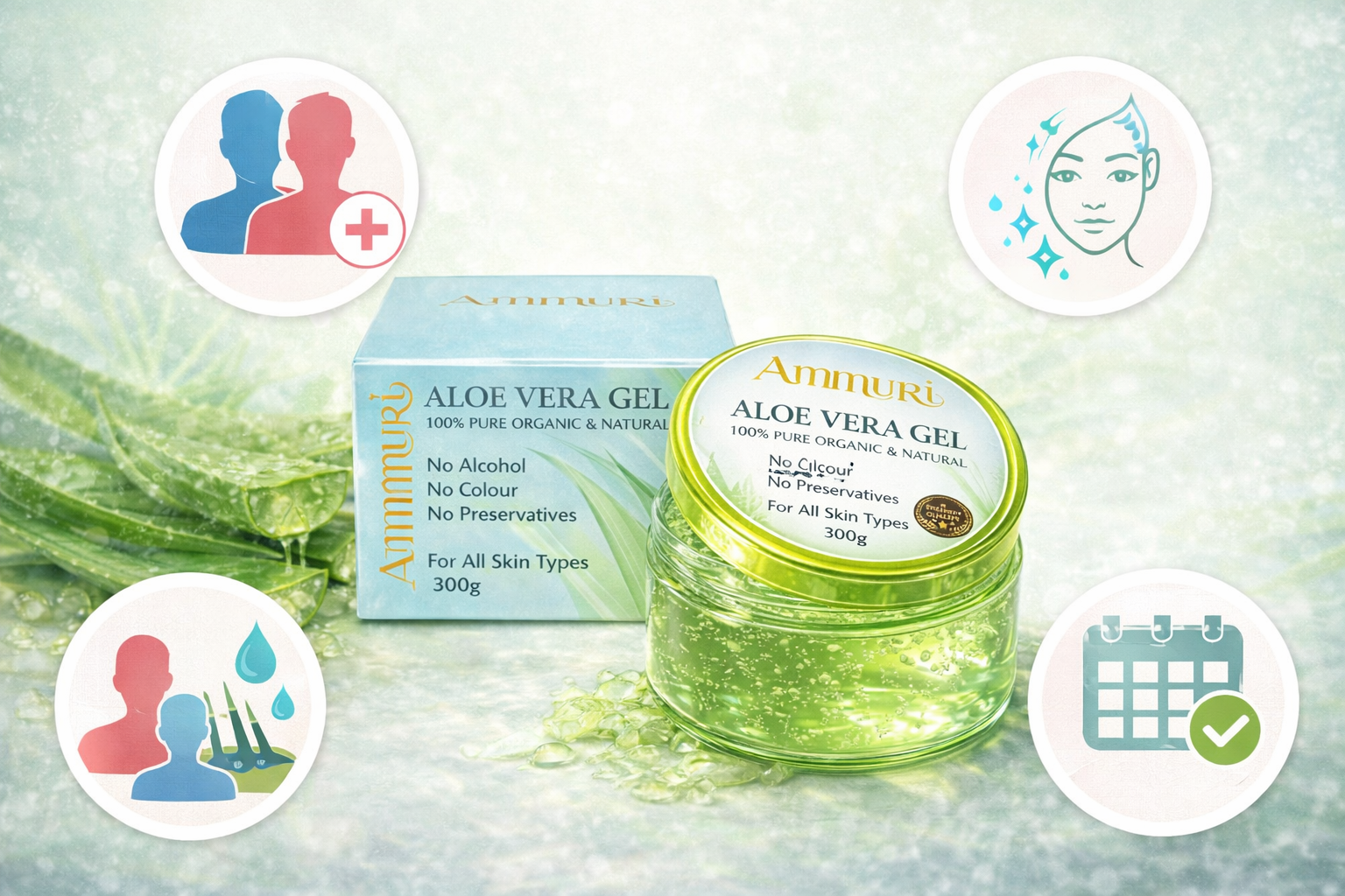 Image of Ammuri Organic Aloe Vera Gel for All Skin Types-1