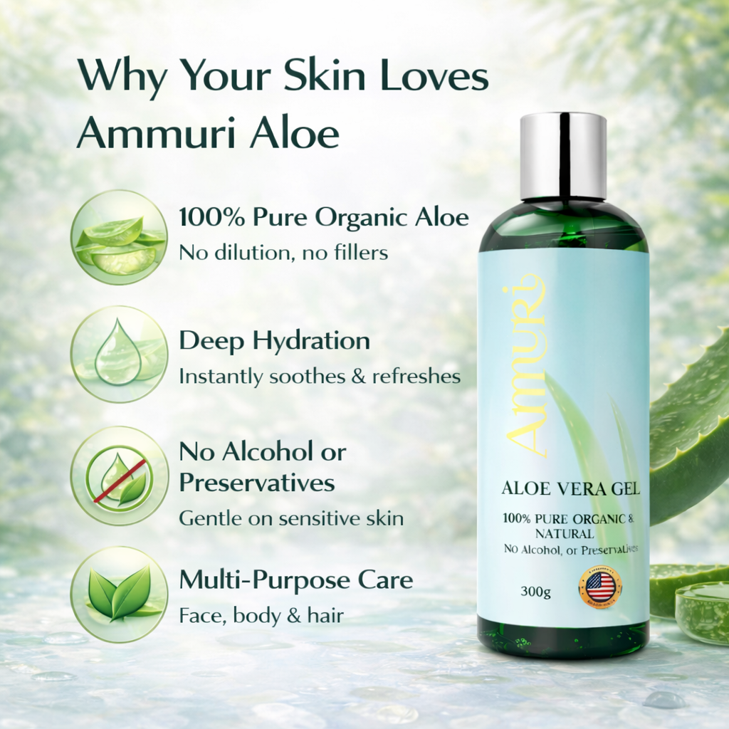 Image of Ammuri Organic Aloe Vera Gel 5 Pack | Natural Hydrating & Soothing Gel for Face, Body & Hair | Pure, Additive-Free Skincare for All Skin Types-2