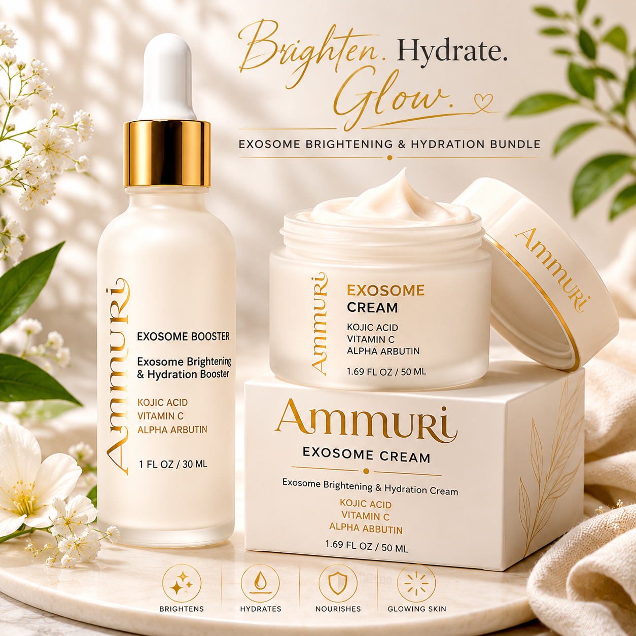 Image of Complete Exosome Brightening Routine | Serum & Cream Duo for Dark Spots & Even Skin Tone | Ammuri Beauty-2