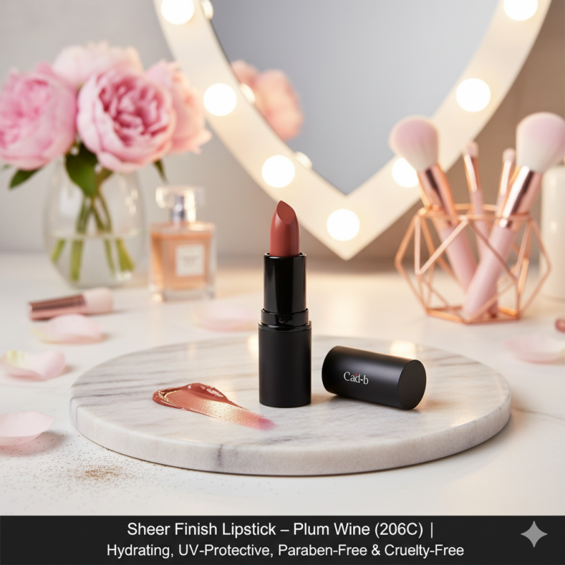 Image of Sheer Finish Lipstick – Plum Wine (206C) | Hydrating, UV-Protective, Paraben-Free & Cruelty-Free