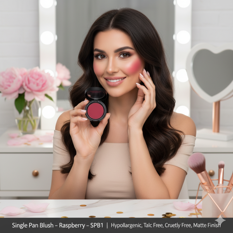 Image of Single Pan Blush – Raspberry – SPB1 | Hypoallergenic, Talc Free, Cruelty Free, Matte Finish