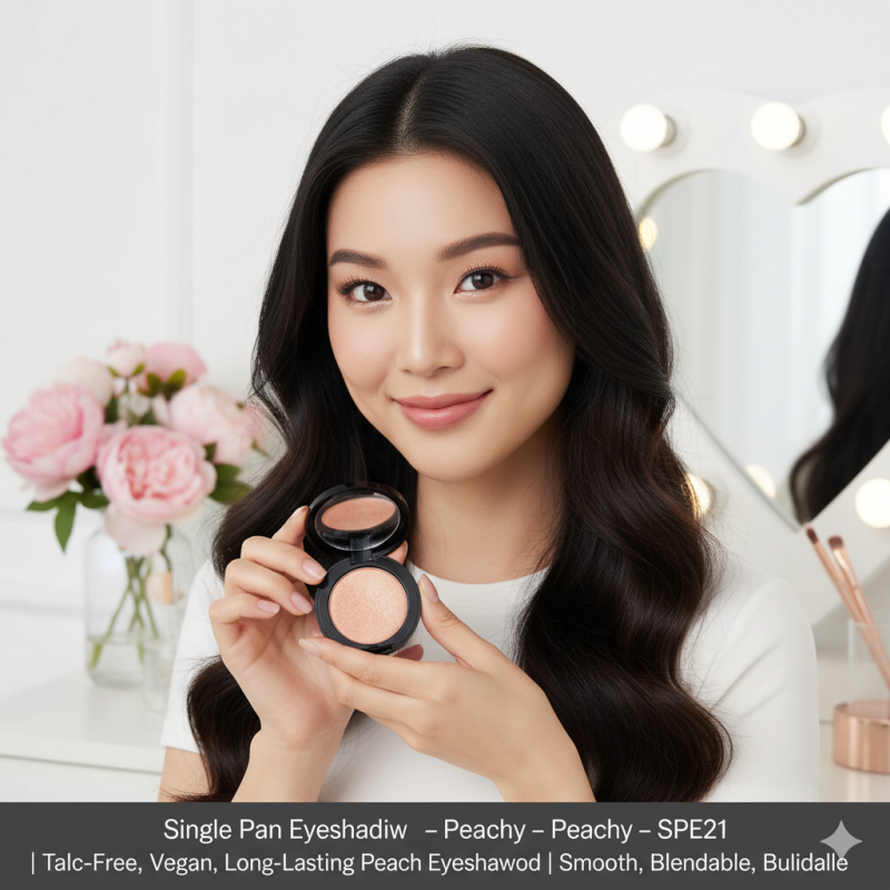 Image of Single Pan Eyeshadow – Peachy – SPE21 | Talc-Free, Vegan, Long-Lasting Peach Eyeshadow | Smooth, Blendable, Buildable