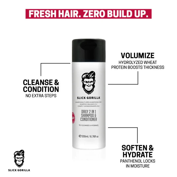 Image of Slick Gorilla Daily 2 in 1 Shampoo & Conditioner 200ML-1