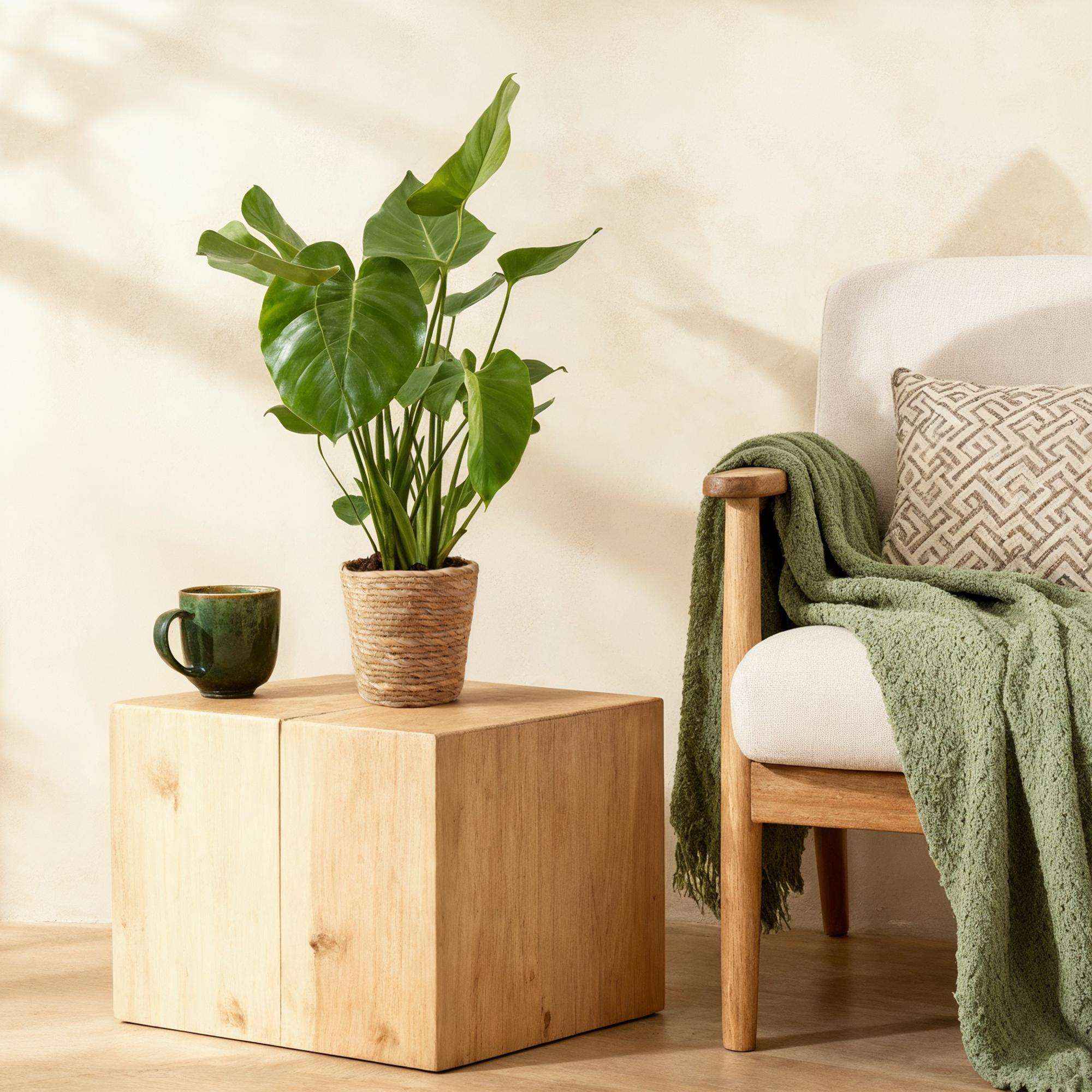 Image of Monstera Deliciosa Fensterblatt Zimmerpflanze – Pflegeleichte Tropenpflanze 17cm – Höhe ca.50-55cm – Große Grünpflanze für Wohnzimmer & Büro