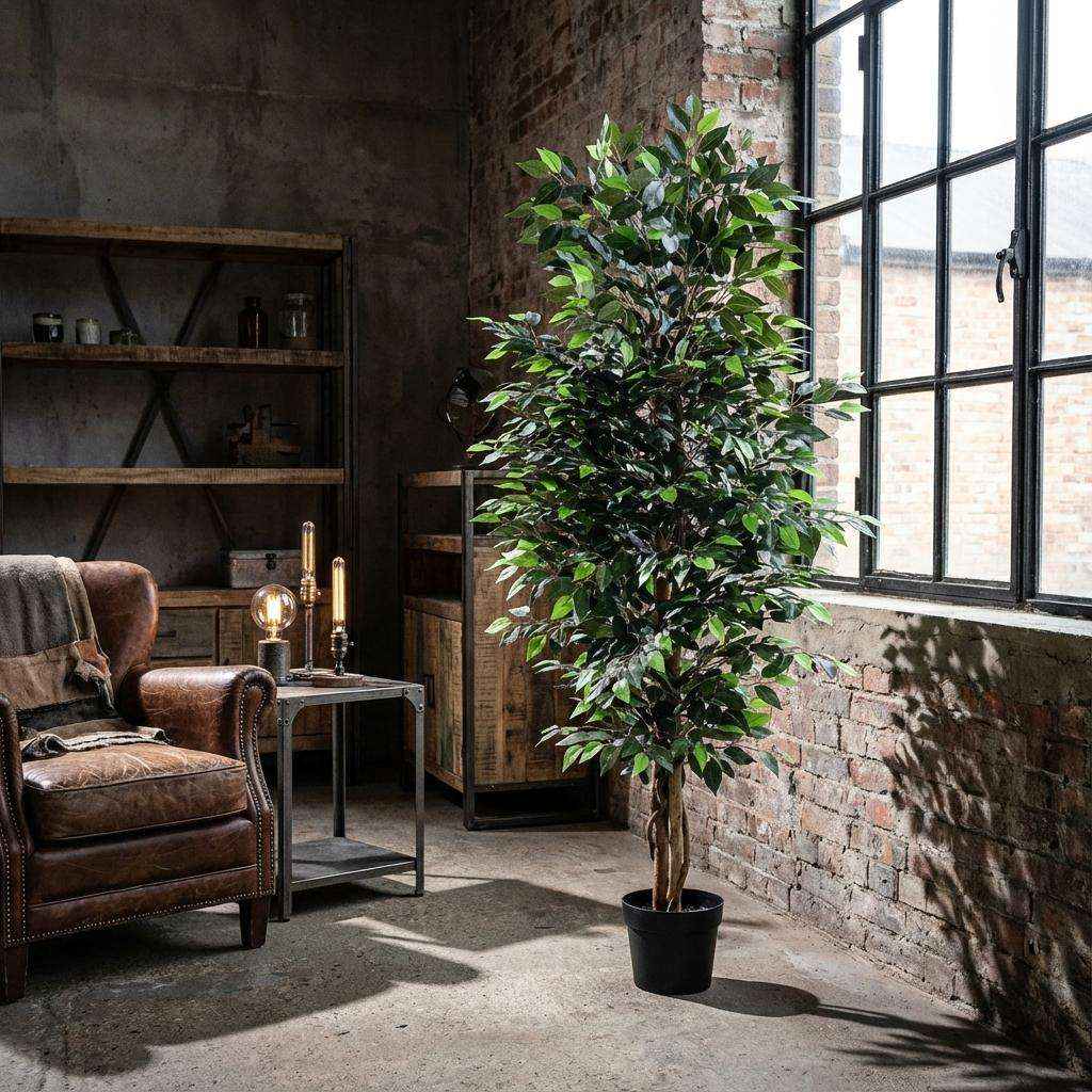 Image of Ficus Benjamina Kunstpflanze 180cm – Große Birkenfeige Deko Pflanze – Pflegefreie Zimmerpflanze für Wohnzimmer Büro & Empfangsbereich-3