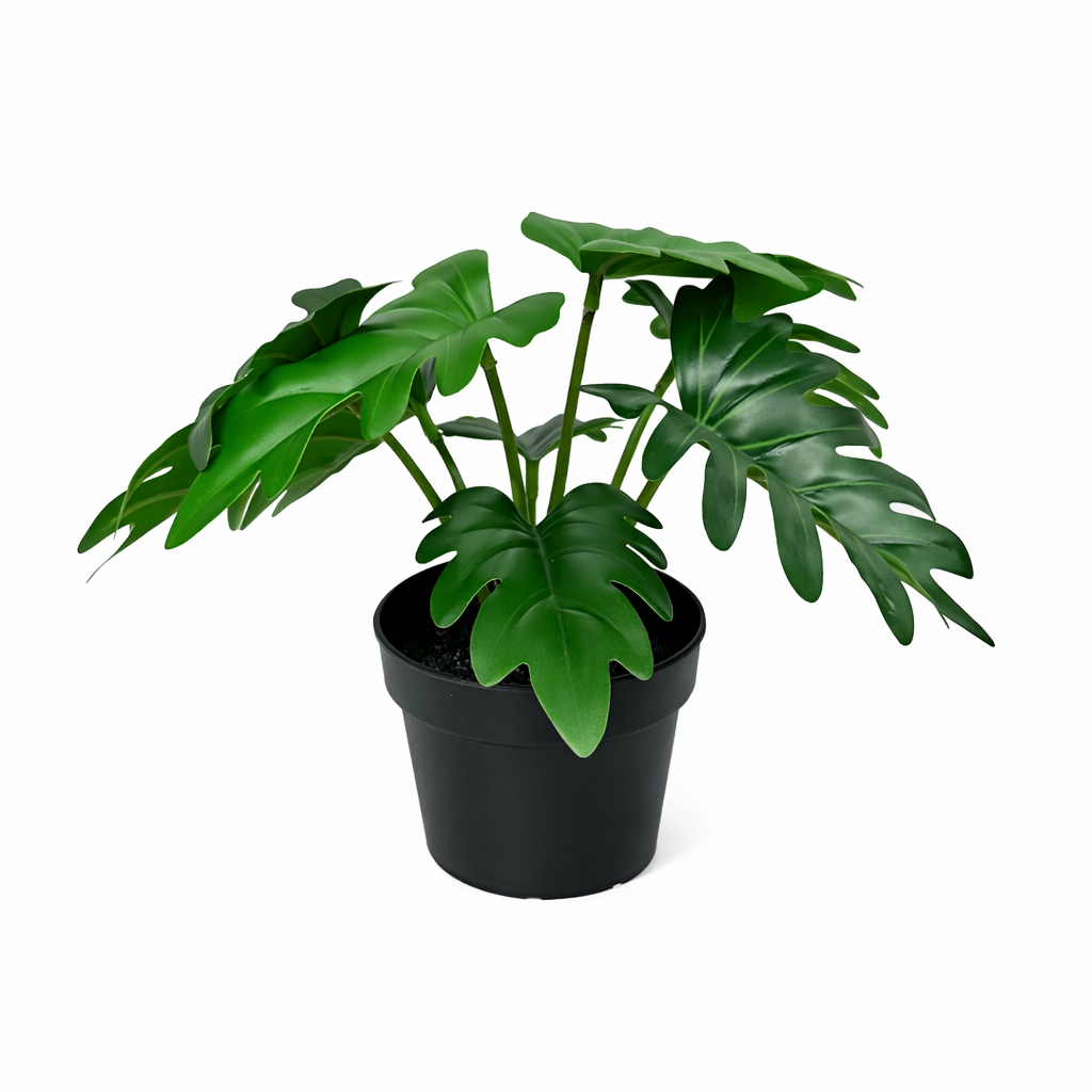 Image of Künstlicher Philodendron Xanadu 20cm Kunstpflanze grün für Wohnzimmer Büro Badezimmer Regal pflegefreie Wohnraum Deko kompakte Kunstpflanze-0