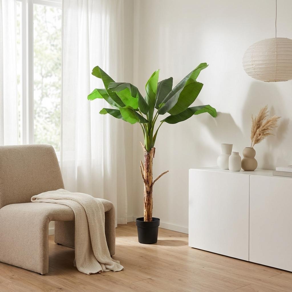 Image of Bananenpflanze Musa Kunstpflanze 150cm – Tropische Deko Pflanze – Pflegefreie Kunstpalme für Wohnzimmer Büro & Empfangsbereich-3