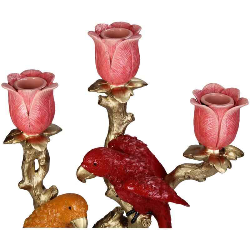 Image of Kerzenständer Vogel aus Polyresin 37,5cm – Bunter, künstlerischer Kerzenhalter – Dekoration für Esstisch, Kaminsims & Sideboard-2