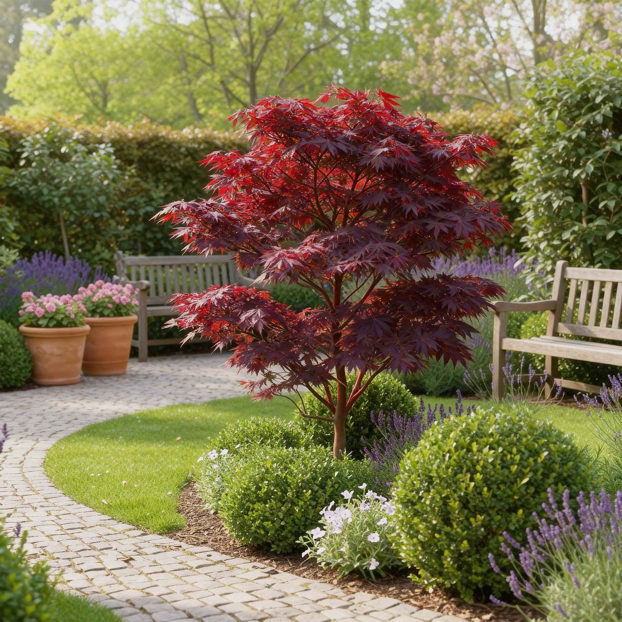 Image of Ahorn Acer palmatum Atropurpureum – 12cm Höhe ca. 35cm – Tiefrote Blätter & eleganter Wuchs – Laubabwerfend & pflegeleicht-4