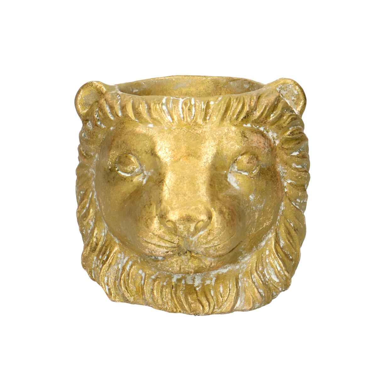 Image of Pflanztopf Löwe – Gold – D11/13xH10cm – Blumentopf in Tierform – Edler Keramik – Dekotopf für Sukkulenten & kleine Pflanzen