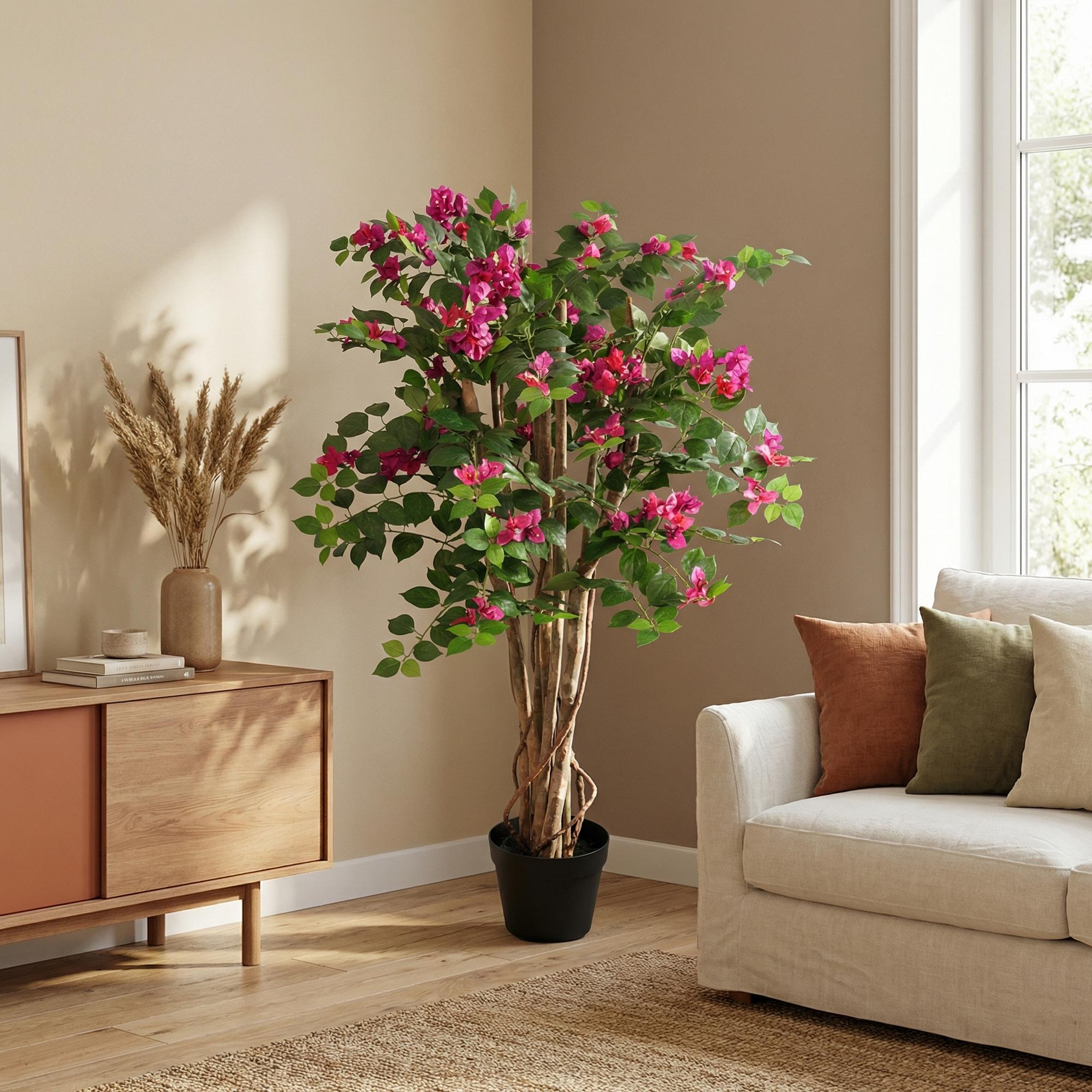 Image of Kunstpflanze Bougainvillea 120cm – künstliche Bougainville im Topf – blühender Deko – Baum mit realistischer Blütenoptik – pflegeleichte Grün-4