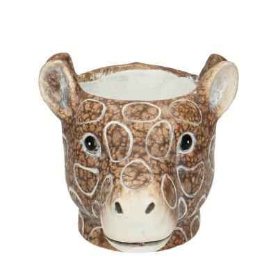 Image of Pflanztopf Giraf – Braun – D11/14xH11cm – Giraffen – Blumentopf aus Keramik – Tier – Dekotopf für kleine Pflanzen & Sukkulenten-0