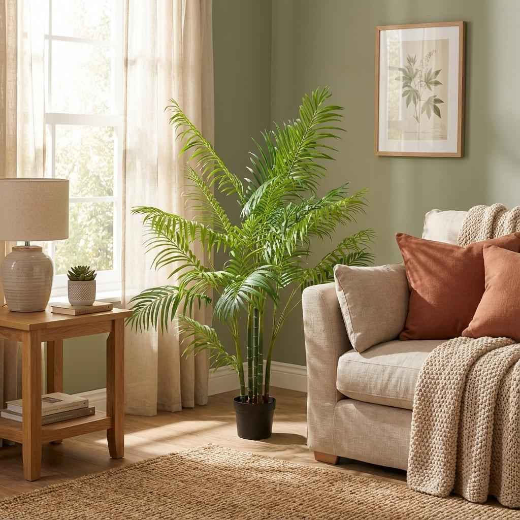 Image of Areca Palme Kunstpflanze 190cm – Große Goldfruchtpalme Deko Pflanze – Pflegefreie Kunstpalme für Wohnzimmer Büro & Empfangsbereich-1