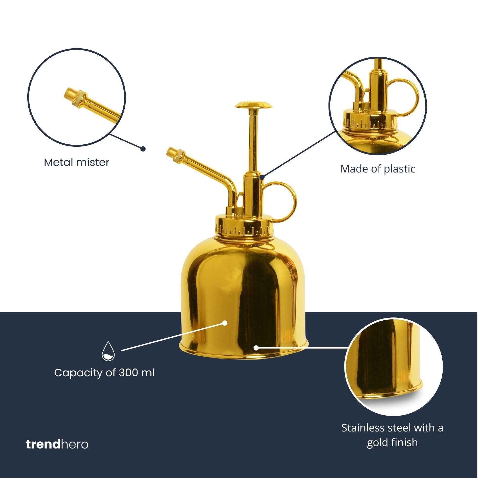 Image of Pflanzensprüher Gold – Edelstahl 300ml – Feiner Nebel für Zimmerpflanzen, Terrarien & Kräuter-4