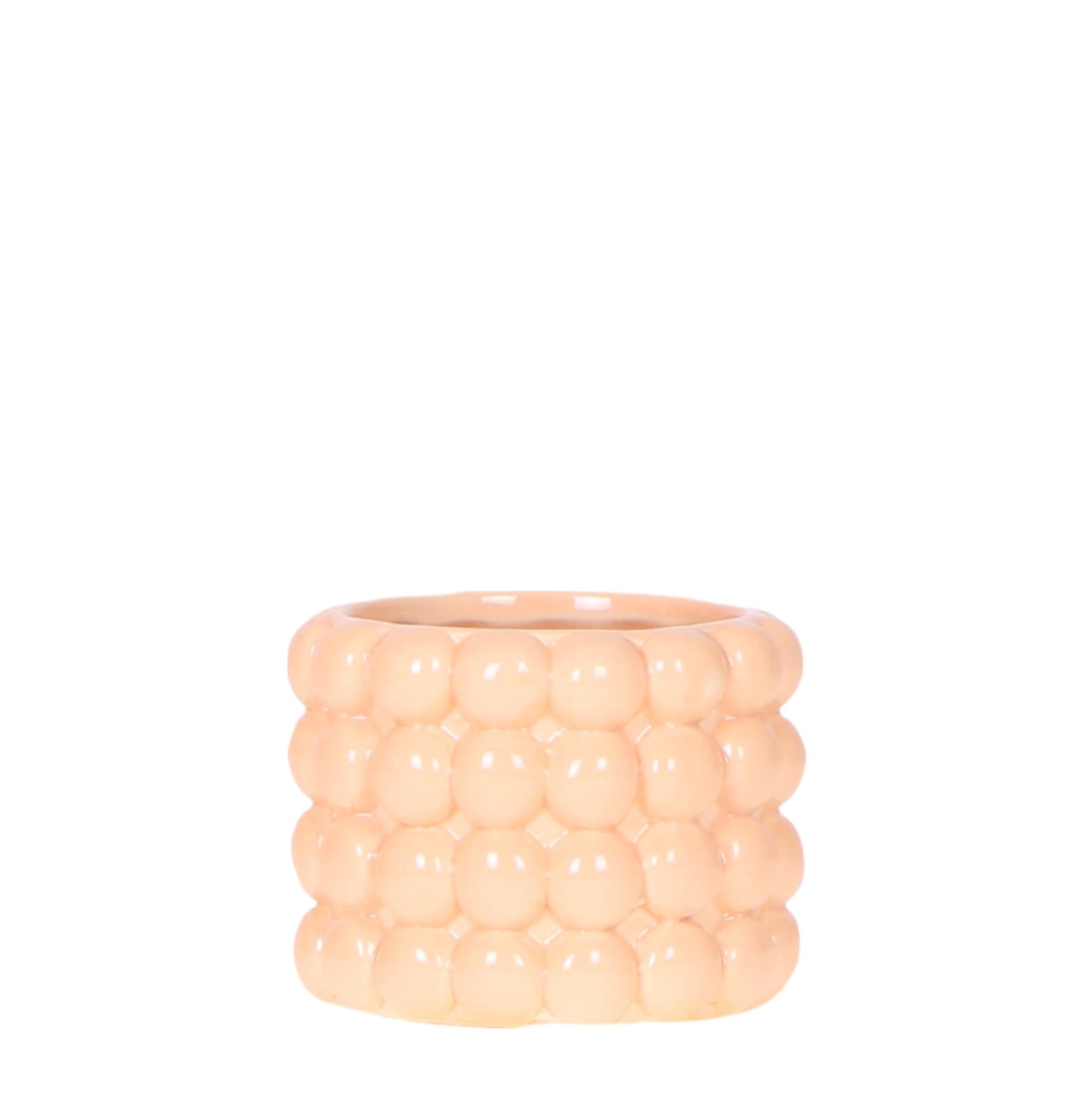 Image of Ziertopf Poppy – Peach – Ø6cm – Kleiner Keramik Blumentopf in glänzendem Pfirsichton – Stilvoller Übertopf für Mini-Zimmerpflanzen, Sukkulenten & Kakteen-0
