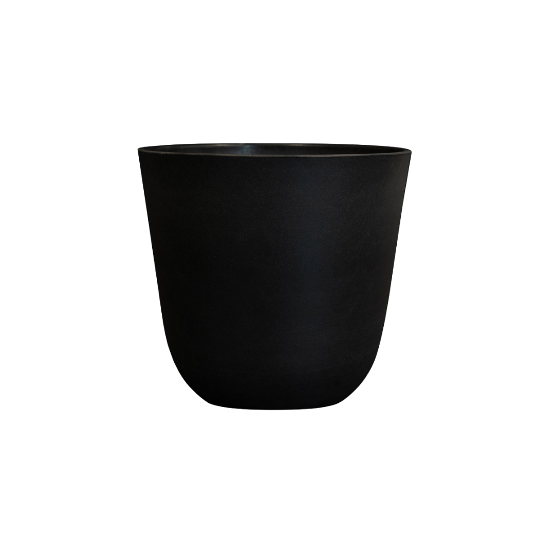 Image of Pflanztopf Palermo Schwarz – D35xH32cm – Moderner Blumentopf in edler Betonoptik – Hochwertiger, wetterfester Pflanzkübel aus robustem Kunststoff – Für Innen- & geschützte Außenbereiche-0
