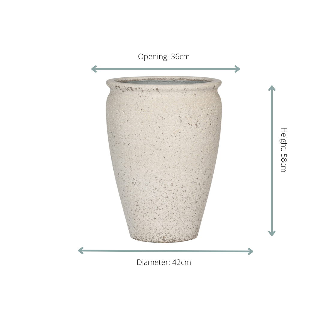Image of Pflanztopf Artemis Chalk White – D42xH58cm – Moderner Blumentopf in Weiß – Hochwertiger Pflanzkübel für Innen – & Außenbereich-1