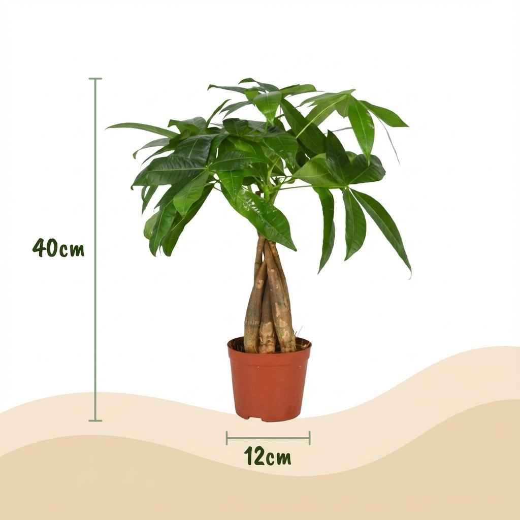 Image of Glückskastanie Pachira Aquatica Zimmerpflanze Geldbaum – 40-50cm – Pflegeleichte Zimmerpflanze im 12cm Topf-3